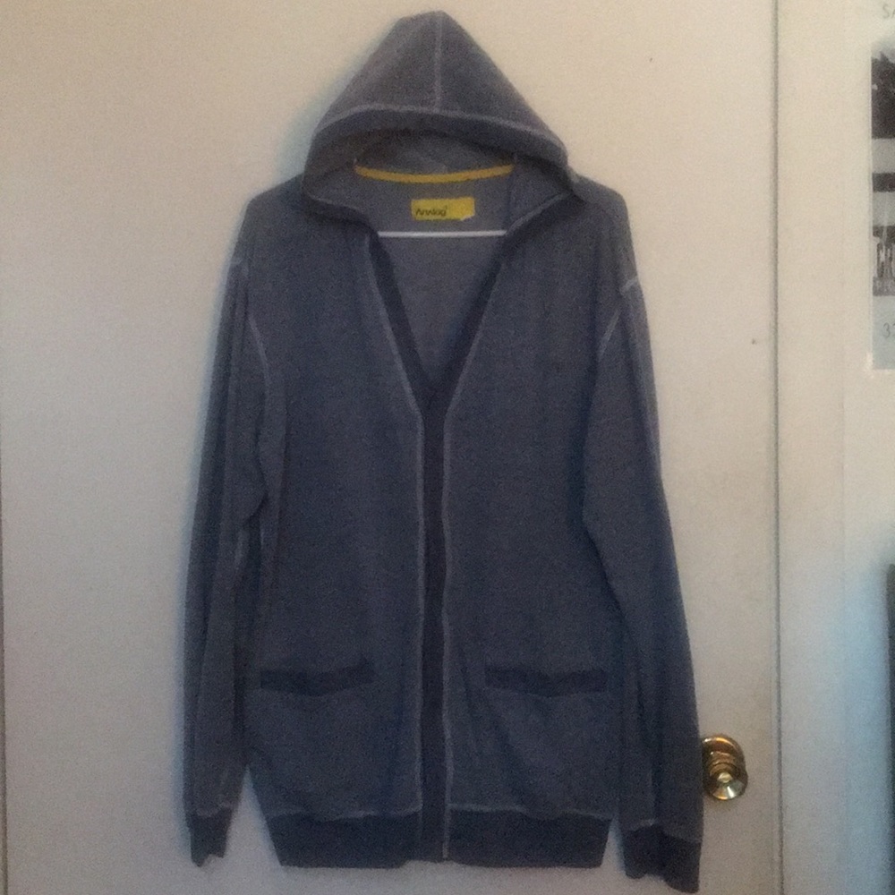 Men’s blue heather hooded cardigan analog large L